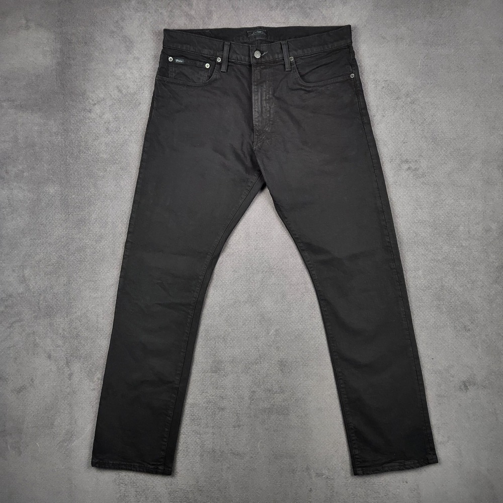 Polo Ralph Lauren Jeans Mens 34x32 Black Varick Slim Straight Stretch Denim